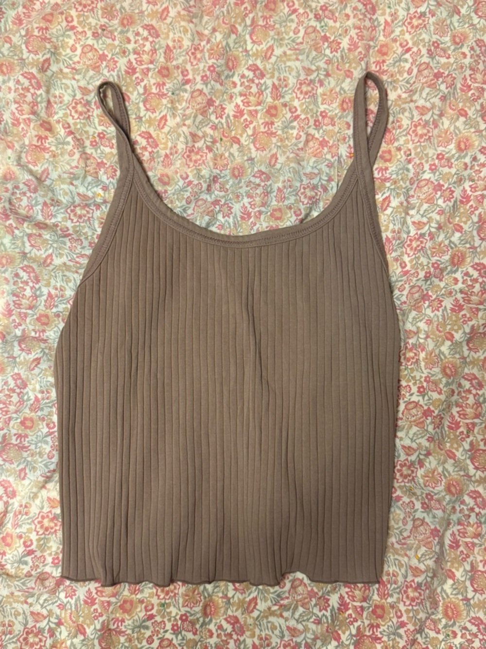 Old Navy Ribbed Brown Tank Top with Narrow Straps